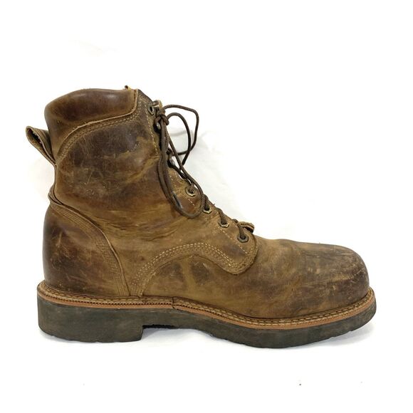 Justin J-Max Steel Toe Work Boots 13D Brown Waterproof Lace Up USA main image 5
